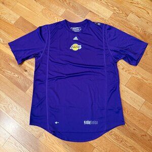 Adidas T Shirt L Los Angeles LA Lakers Climalite NBA Fusion Moisture Wicking
